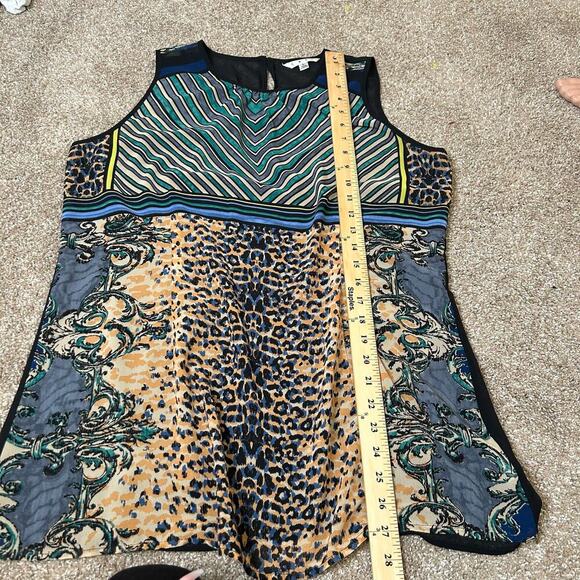 Cabi Buchanan mixed print top blouse tank black lightweight keyhole back SZ LG - Picture 3 of 8